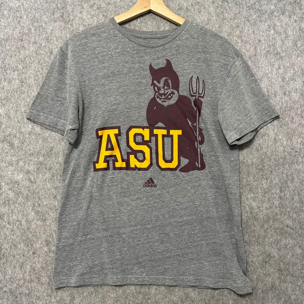 Adidas T-Shirt Mens Medium Gray ASU Sparky‎ Sun Devils NCAA College Graphic
